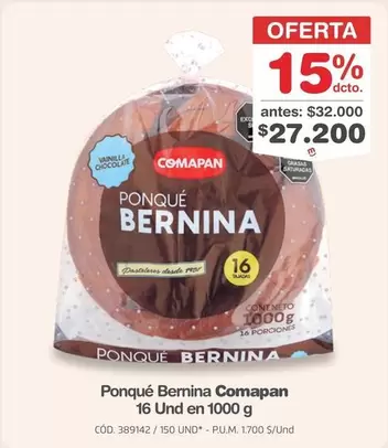 Comapan - Ponqué Bernina