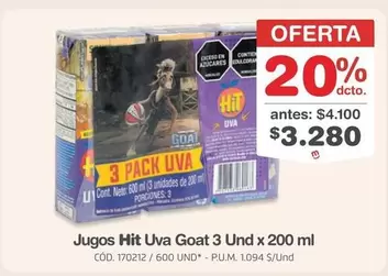 Hit - Jugos Uva Goat 3 X 200 ml
