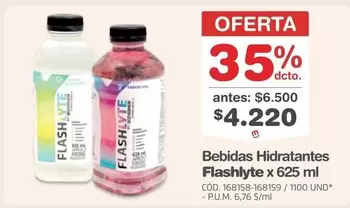Bebidas Hidratantes Flashlyte x 625 ml