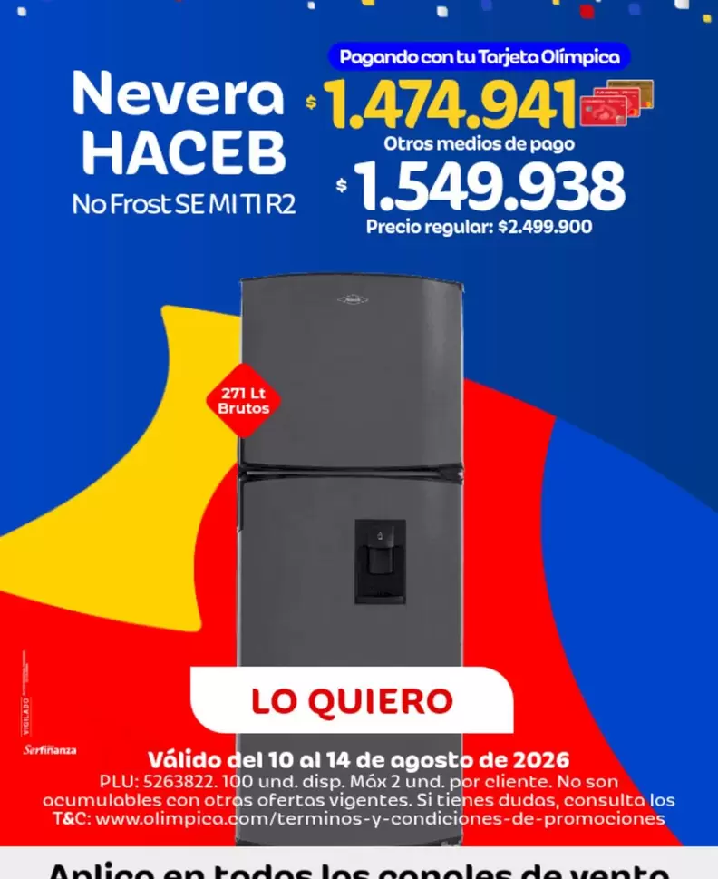 Haceb - Nevera HACEB No Frost SE MI TI R2