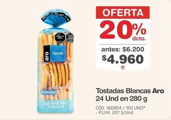 Aro - Tostadas Blancas 24 Und en 280 g