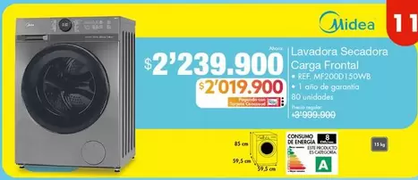 Midea - Lavadora Secadora Carga Frontal