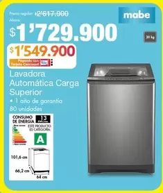 Mabe - Lavadora Automática Carga Superior