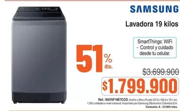 Samsung - Lavadora 19 kilos