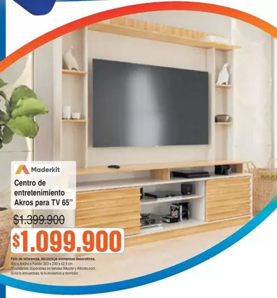 Maderkit - Centro de entretenimiento Akros para TV 65"