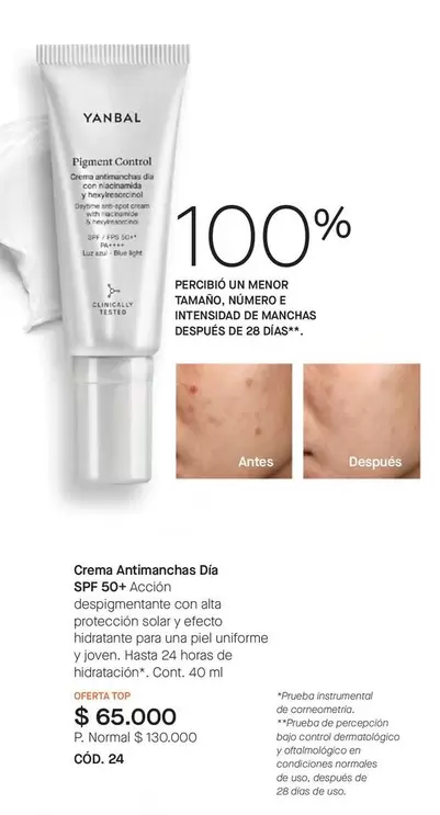 Yanbal - Crema Antimanchas Dia SPF 50+ Accion despigmentante