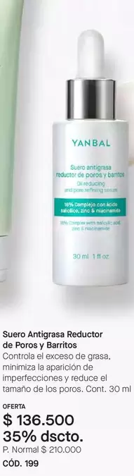 Yanbal - Suero Antigrasa Reductor de Poros y Barritos