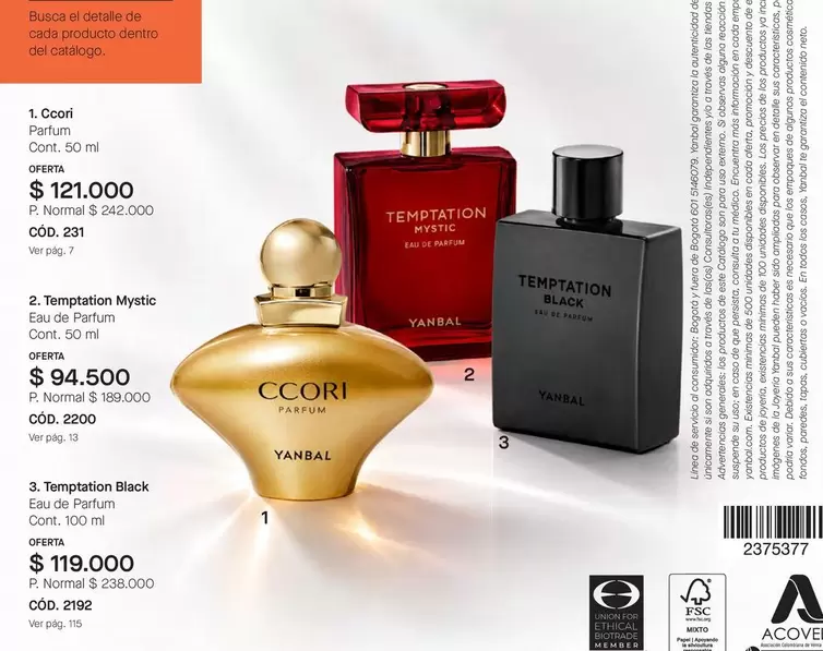 Yanbal - Ccori; Temptation Mystic; Temptation Black