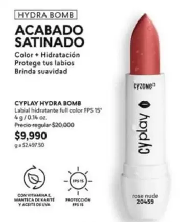 Rosé - CYPLAY HYDRA BOMB Labial hidratante full color FPS 15