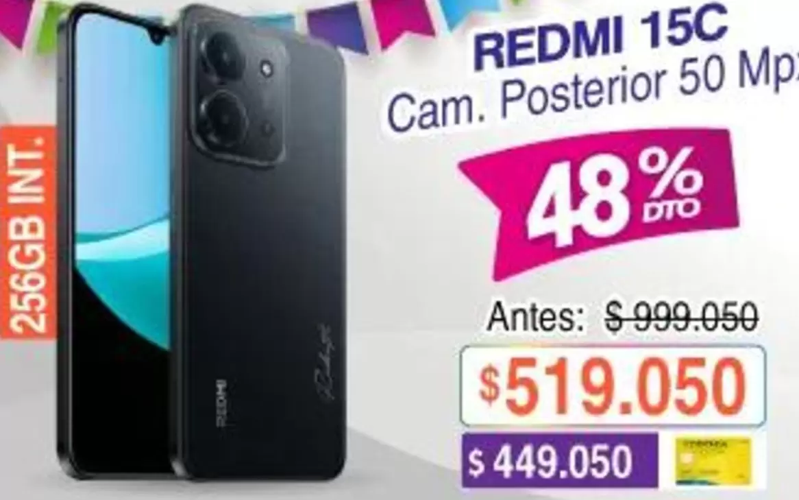 REDMI 15C Cam. Posterior 50 Mpx