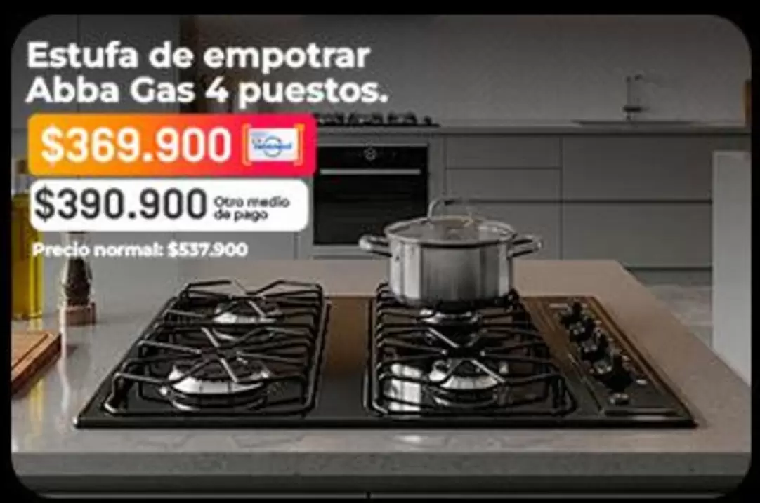 Abba - Estufa de empotrar Gas 4 puestos