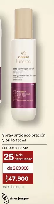 Natura - Spray anticoloración y brillo 150 ml