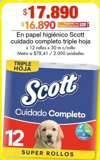 Scott - papel higi
uevo cuidado completo triple hoja