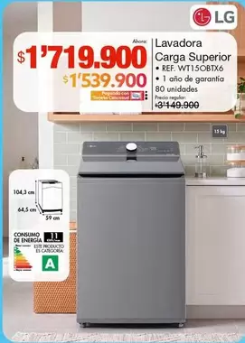 LG - Lavadora Carga Superior WT15OBTX6