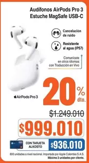 Apple - Audifonos AirPods Pro 3 Estuche MagSafe USB-C