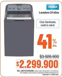 Mabe - Lavadora 24 kilos