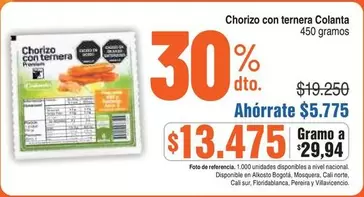 Colanta - Chorizo con ternera