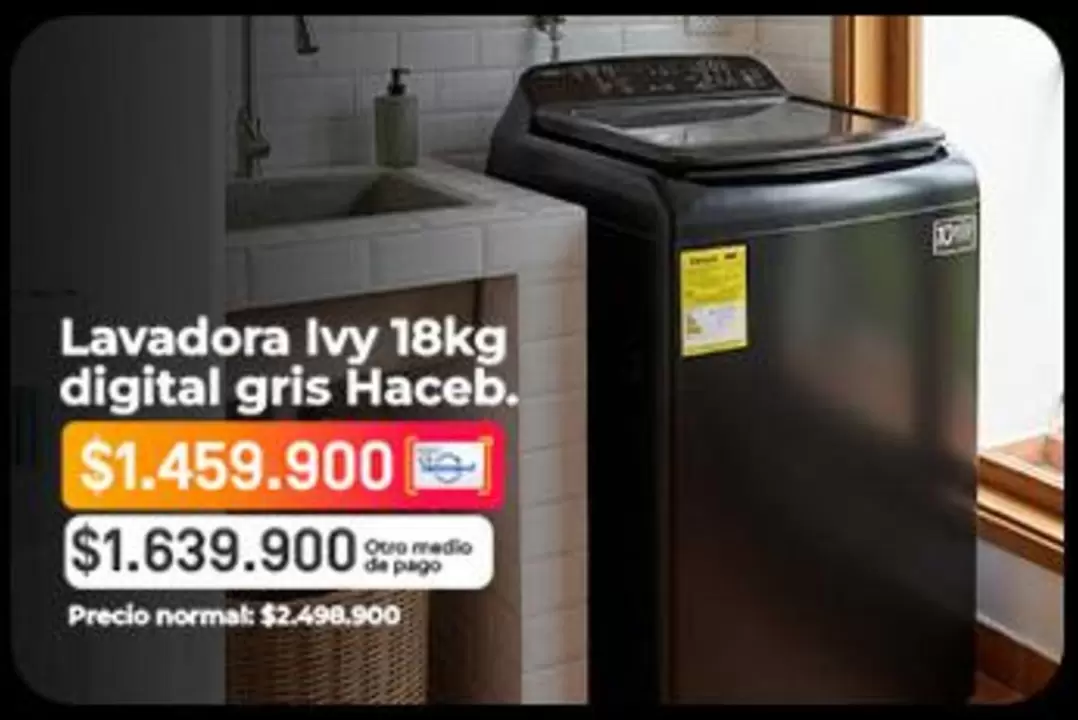 Haceb - Lavadora Ivy 18kg digital gris