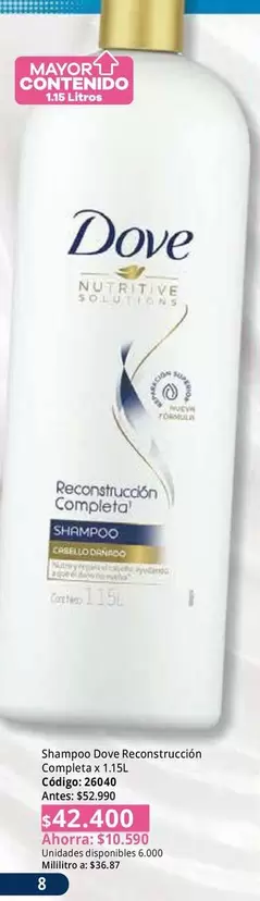 Dove - Shampoo Reconstrucción Completa