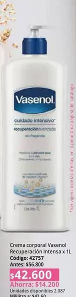 Vasenol - Crema corporal Recuperación Intensa x 1L