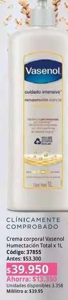 Vasenol - Crema corporal Humectación Total x 1L