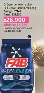 Fab - D. Detergente en polvo Ultra Flash floral x 2Kg Código: 37141