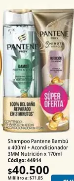 Pantene - Shampoo Bambú x 400ml + Acondicionador 3MM Nutrición x 170ml