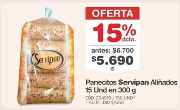 Servipan - Panecitos Aliñados 15 Und en 300 g