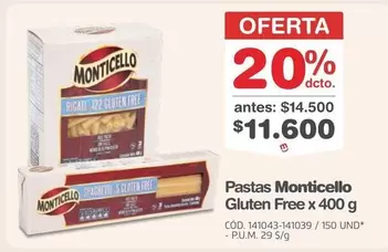 Monticello - Pastas Gluten Free