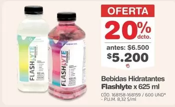 Bebidas Hidratantes Flashlyte x 625 ml