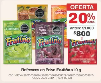 Frutiño - Refrescos en Polvo x 10 g