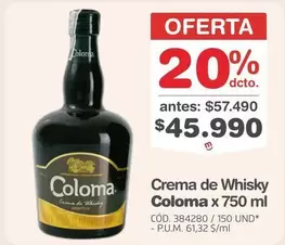 coloma - Crema de Whisky Coloma x 750 ml
