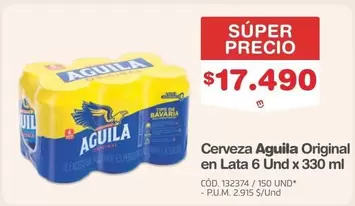 Águila - Cerveza Aguila Original en Lata 6 Und x 330 ml