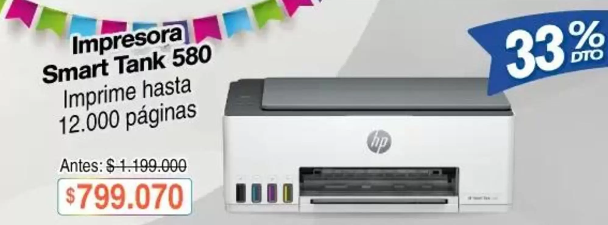 HP - Impresora Smart Tank 580