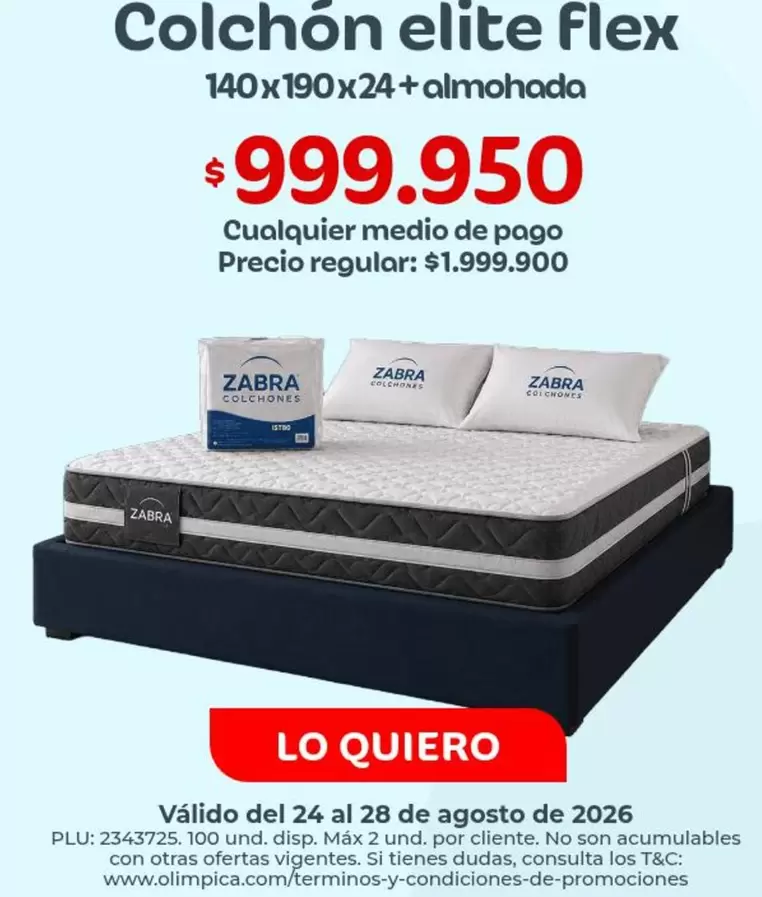 Elite - Colchón elite flex 140x190x24+almohada