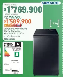 Samsung - Lavadora Automática Carga Superior WA80F17S8BCO