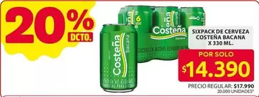 Costeña - SIXPACK DE CERVEZA