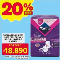 Nosotras - Toallas Higi0nicas Buenas Noches Nocturna Invisible Rapisec