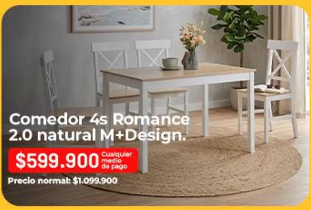 Pago - Comedor 4s Romance 2.0 natural M+Design.