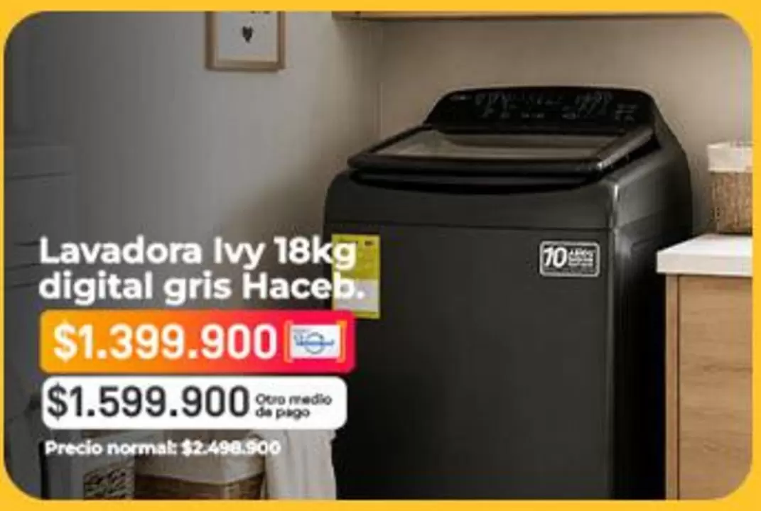 Haceb - Lavadora Ivy 18kg digital gris