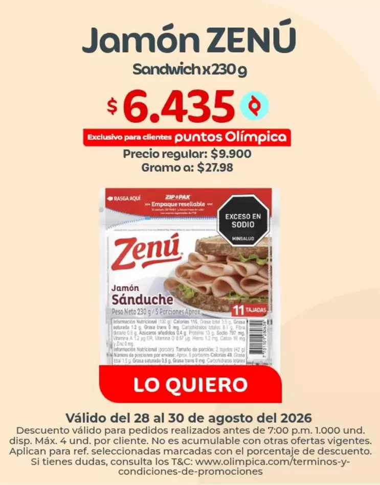 Zenú - Jamón Sánduche