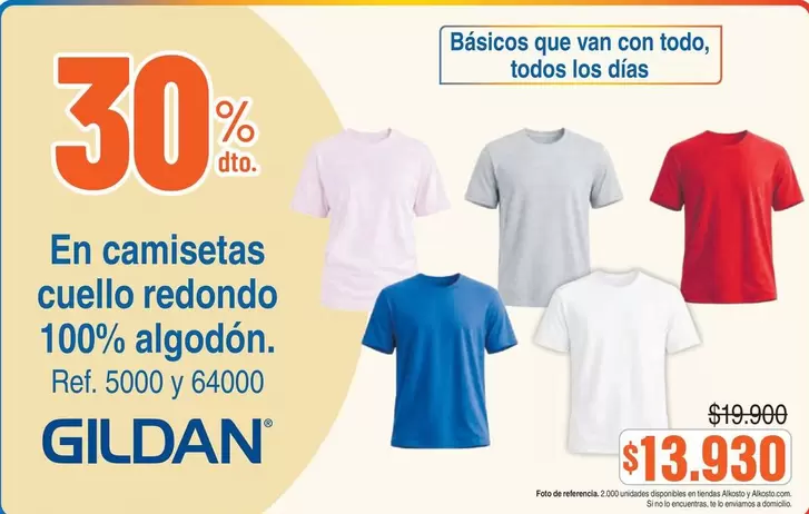 Gildan - En camisetas cuello redondo 100% algodón