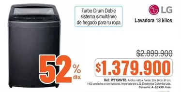 LG - Lavadora 13 kilos WT11NVTB