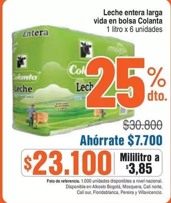 Colanta - Leche entera vida en bolsa