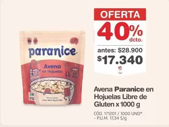 Avena en Hojuelas Libre de Gluten x 1000 g