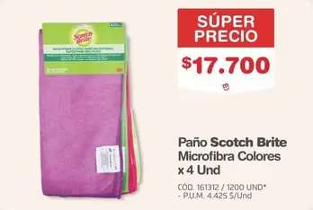 Scotch-Brite - Paño Microfibra Colores x 4 Und