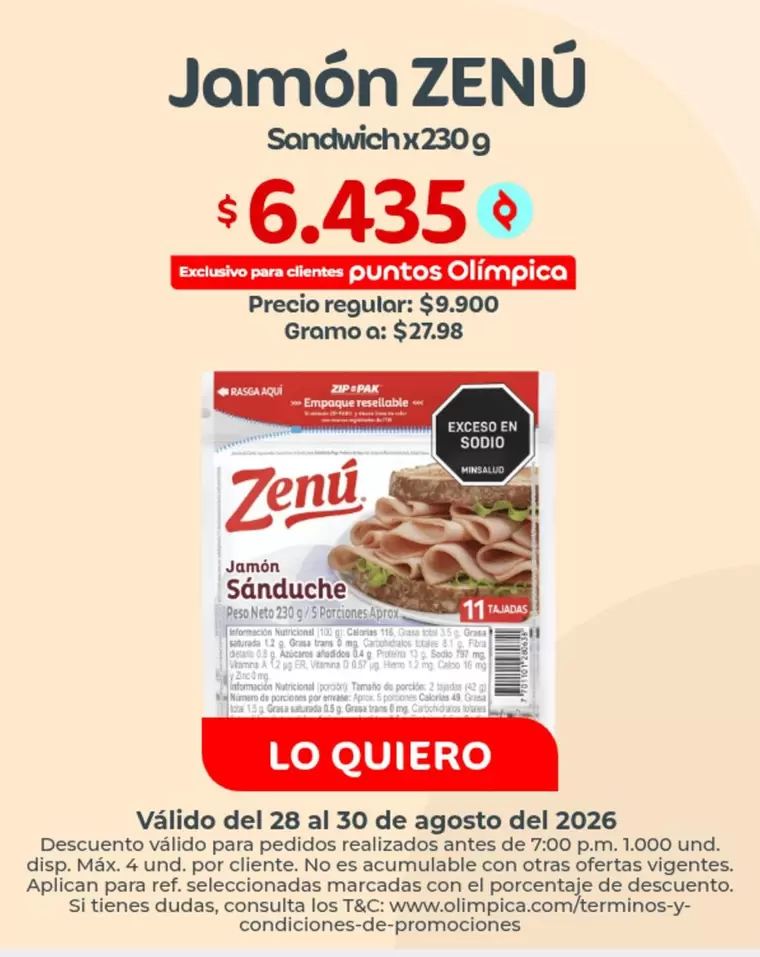 Zenú - Jamón Sánduche