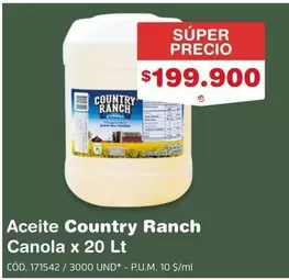 Country Ranch - Aceite Canola x 20 Lt