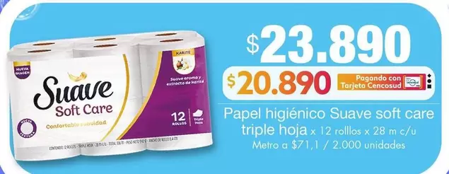 Suave - Papel higiénico triple hoja