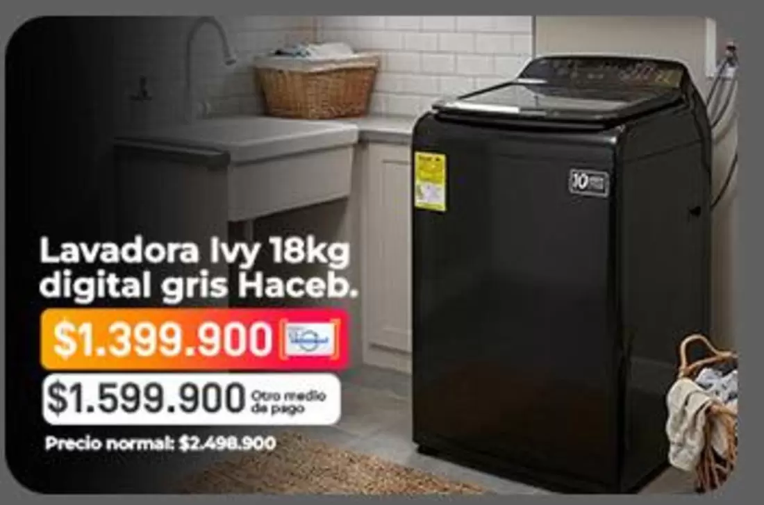 Haceb - Lavadora Ivy 18kg digital gris